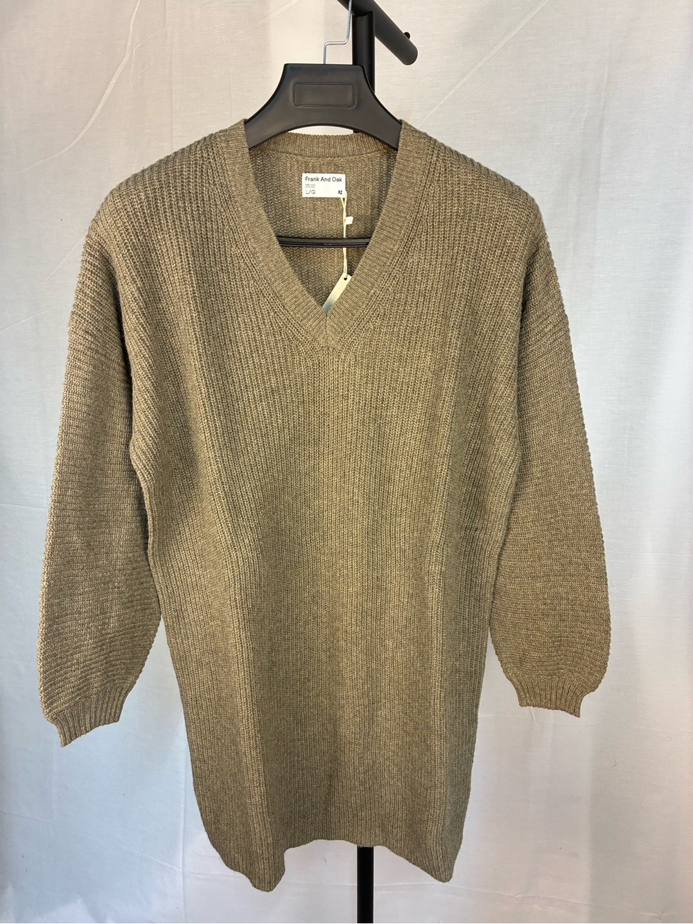 NWT Frank & Oak Merino Wool The V-Neck Sweater Dress L